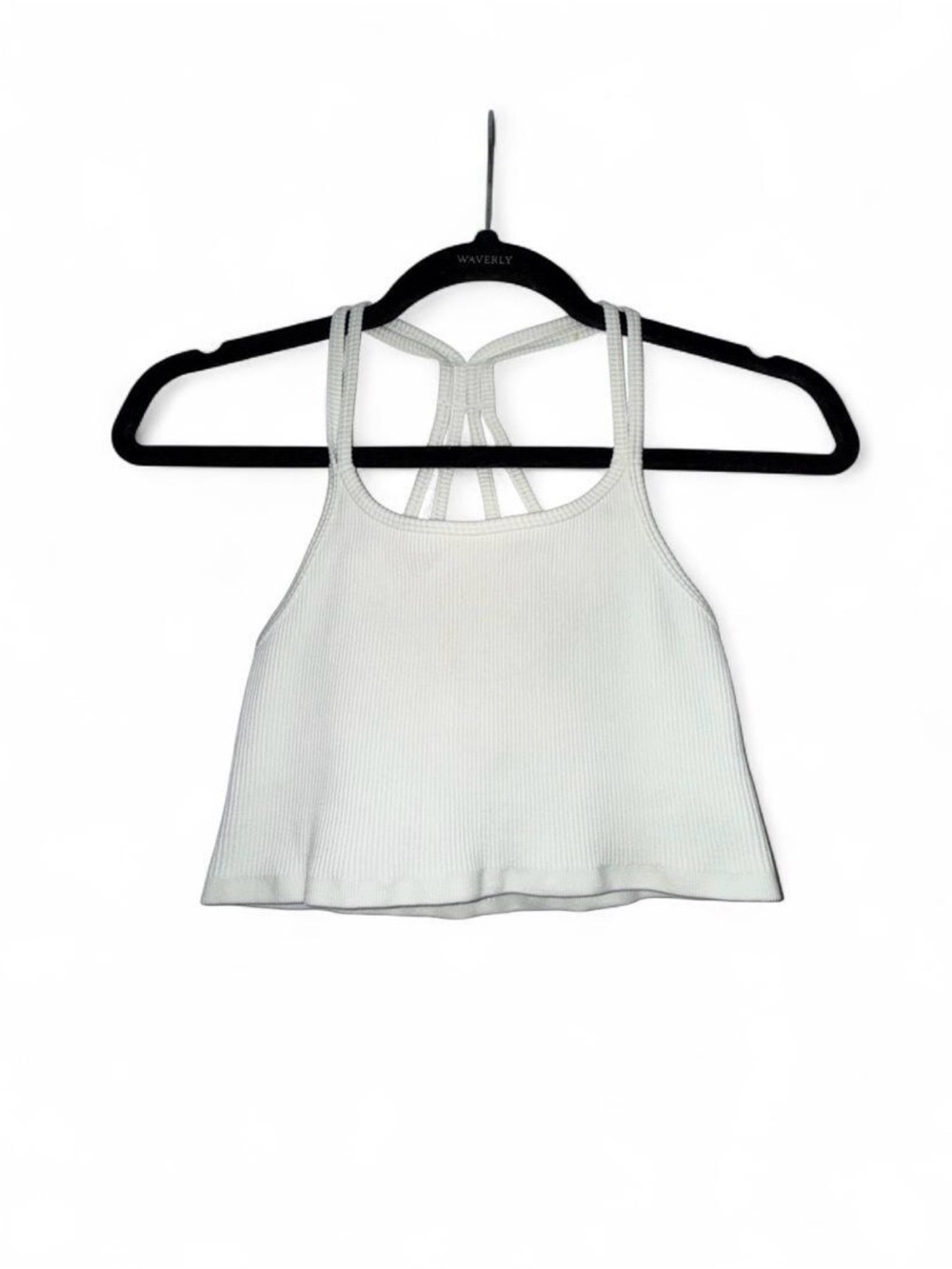 Forever 21 Ribbed White Strappy Crop Racerback Tank. Size Medium. Like new.